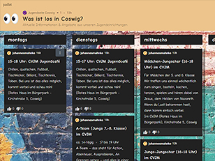 Screenshot Padlet der Jugendeinrichtungen