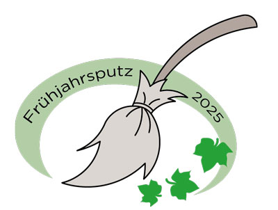 Logo Frühjahrsputz 2025 - Besen mit Schriftzug
