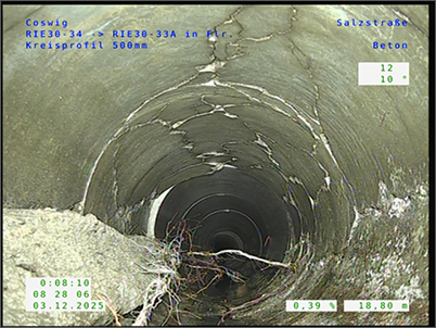 Kamerabefahrung des verrohrten Rietzschkebaches, Foto: WAB