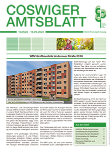 Titelseite des Amtsblattes vom 16.09.2023