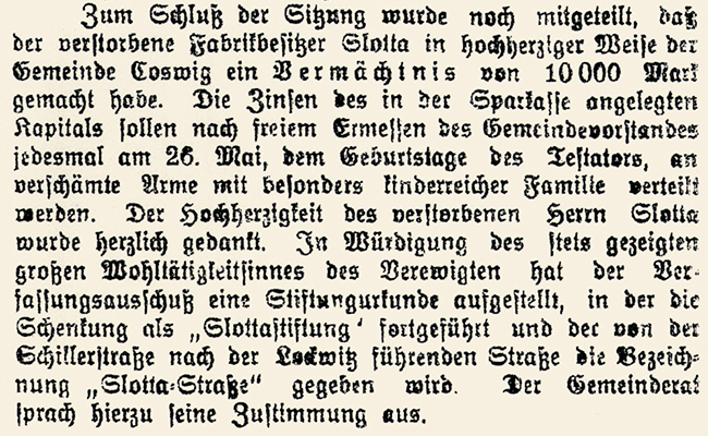 Bekanntgabe Stiftung