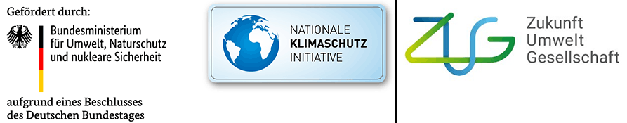 Logos BMU, Nationale Klimaschutzinitiative und ZUG - Zukunft Umwelt Gesellschaft